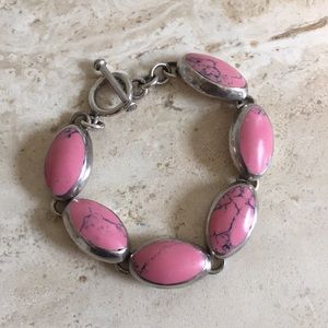 Silver/pink stone bracelet